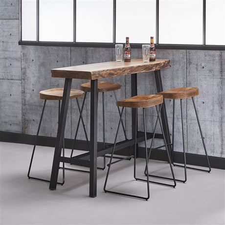 Set of 4 Bar Stools Lenn Acacia Wood - Seat Height 71 cm - Without Backrest