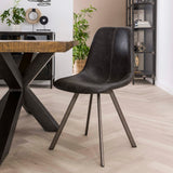 Set of 4 Dining Chairs Siena Saddle PU black 
