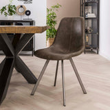 Dining Chair Taupe Siena Saddle PU Faux Leather 