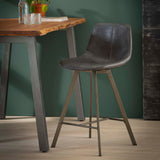 Set of 4 Bar Stools Siena Saddle PU black 