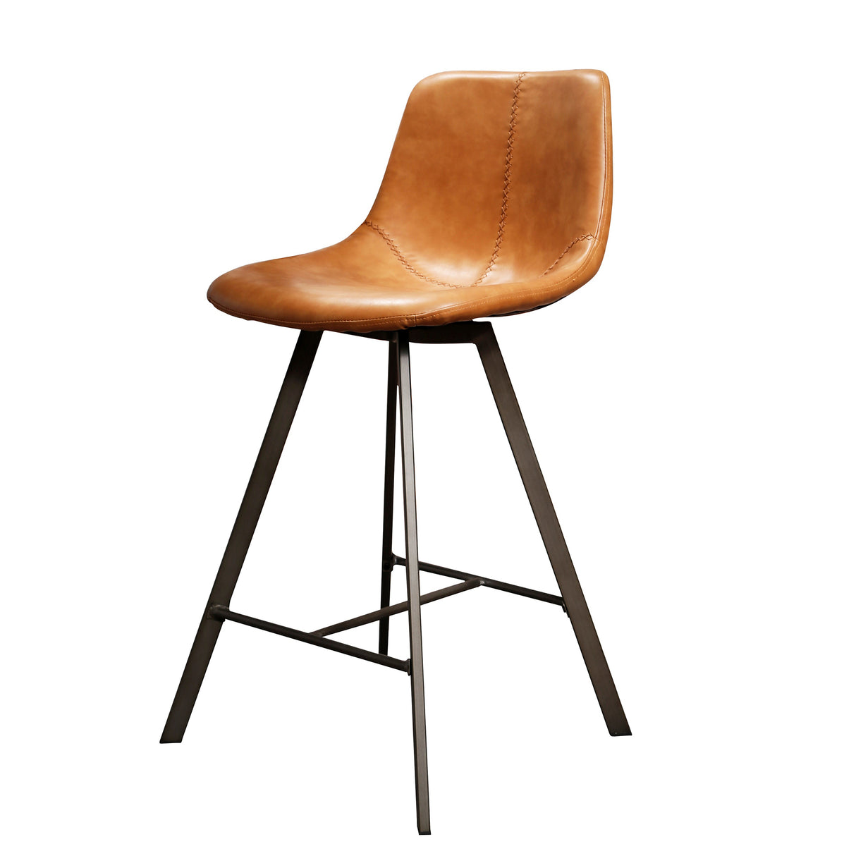Set of 4 Siena Saddle PU brown Bar Stools 