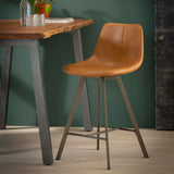Siena Brown Saddle Bar Stool Faux Leather PU 