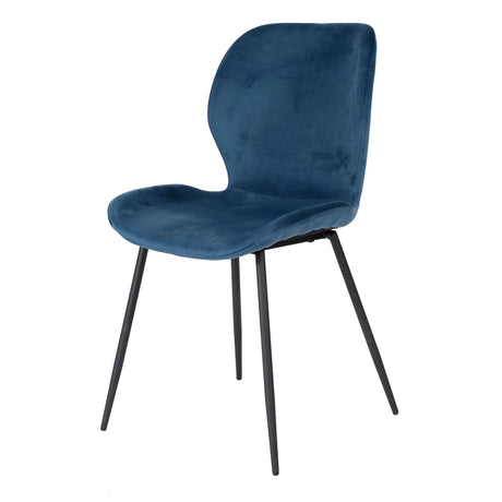 Set van 4 Eetkamerstoelen Velvet Blauw Shawn