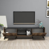 TV Meubels - TV Meubel Elegante Walnoot Zwart Melamine 180x52x34 cm - Dimehouse