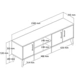 TV Meubel Exxen Eik Wit Melamine 150x52x34 cm