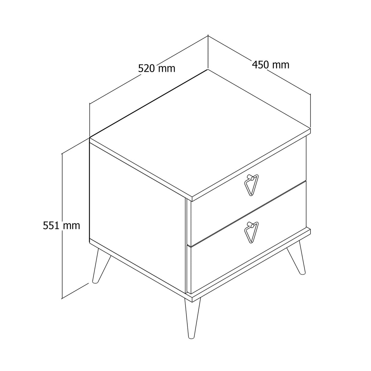 Nachtkastje Versa Eik Melamine 52x55,1x45 cm