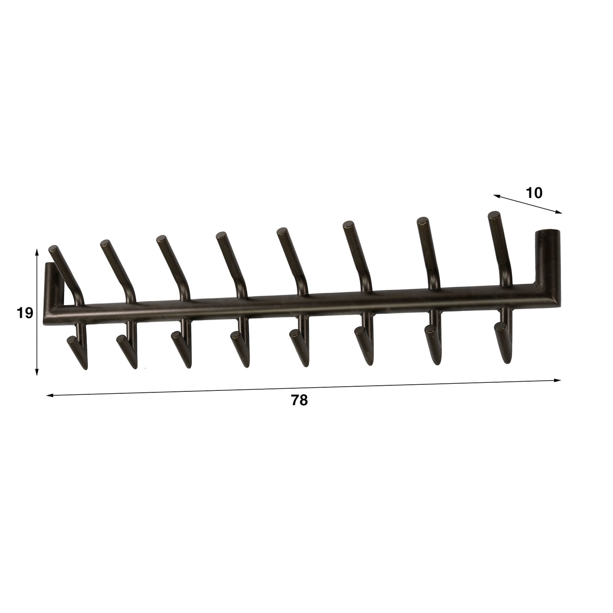 Industrial Coat Rack 16-Hook Brushed Metal Groningen
