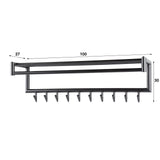 Coat rack Kym 10-Hook Dark Gray - With Rod 