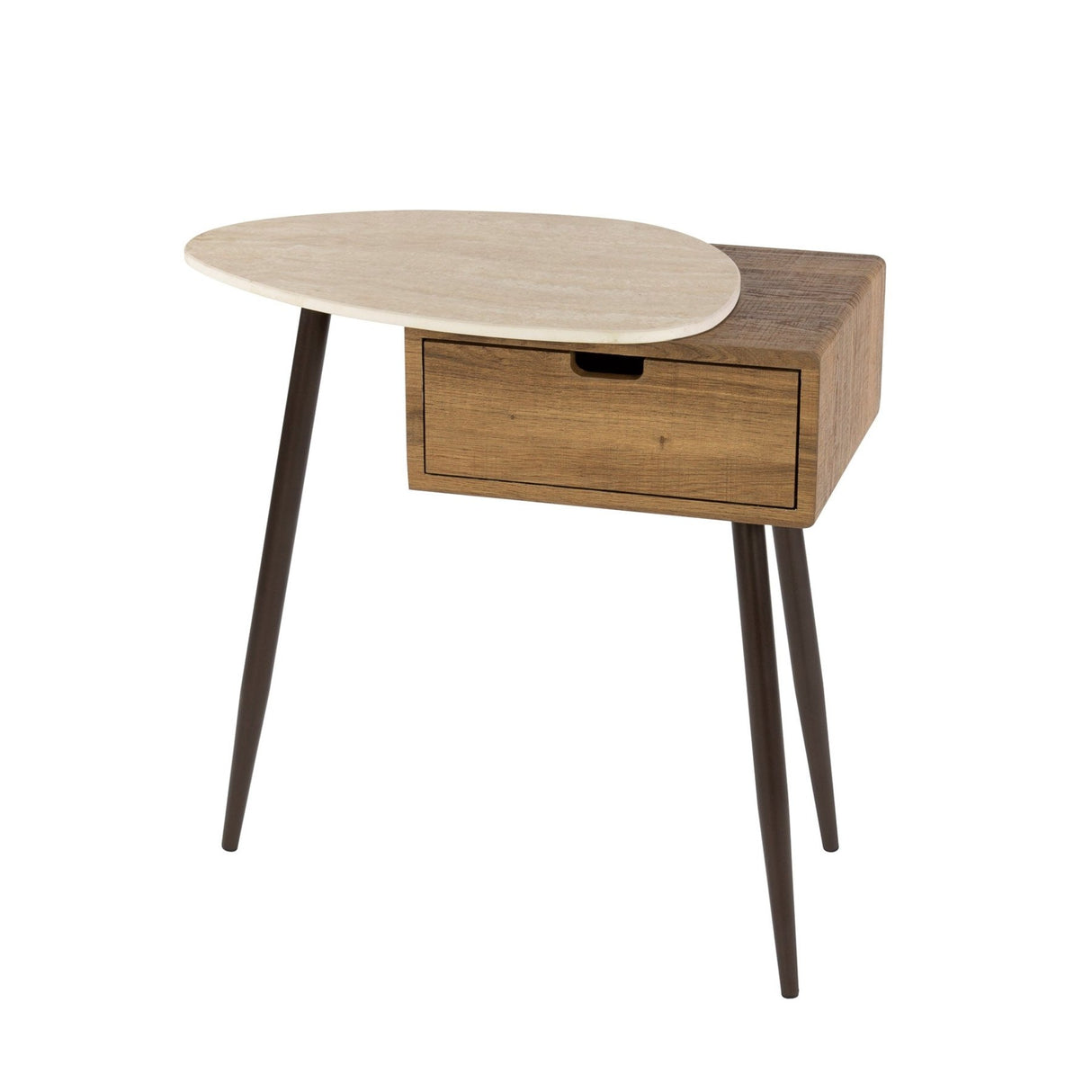 Nightstand Monza Left 1 Drawer Ceramic Travertine 