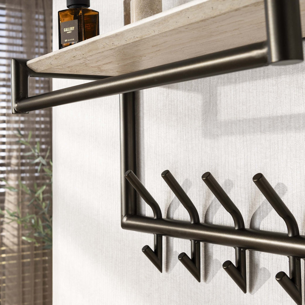 Hook wall Travertine 2x5 hooks 65 cm Melamine 