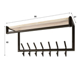 Coat rack Aria rod and hat shelf 2x7 hooks melamine travertine 