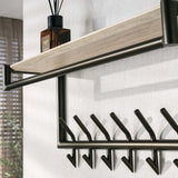 Coat rack Aria rod and hat shelf 2x7 hooks melamine travertine 