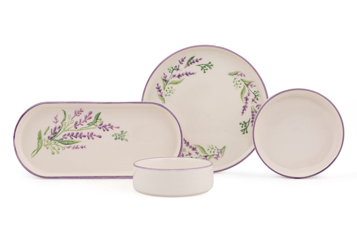Lavanta 14 White Purple Green 100% CERAMIC 19 cm wide