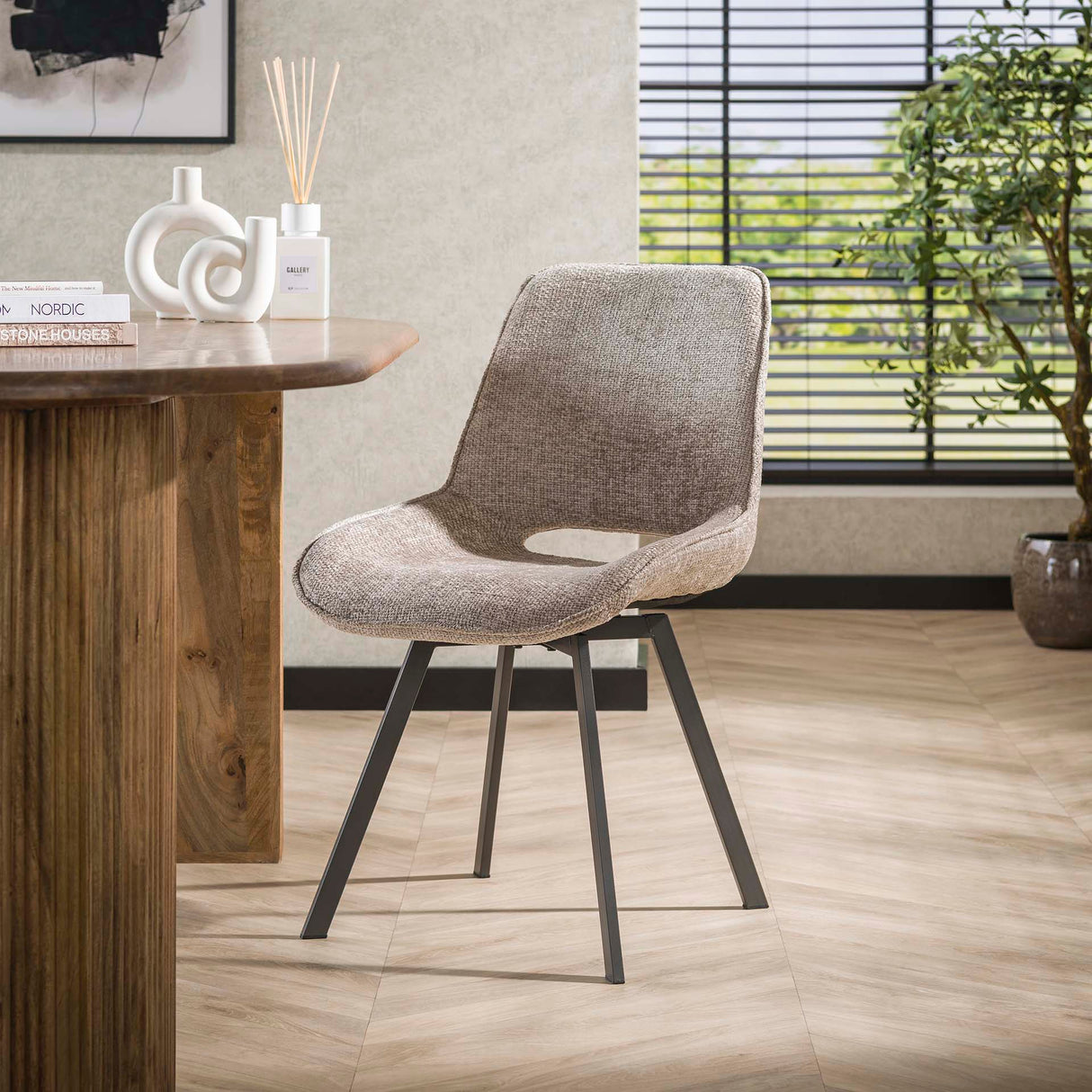 Modern Dining Chair Riviera Rich Sand Swivel Without Armrests 