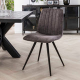 Set of 4 Dining Chairs Sadie Velvet Grey - Without Armrests 