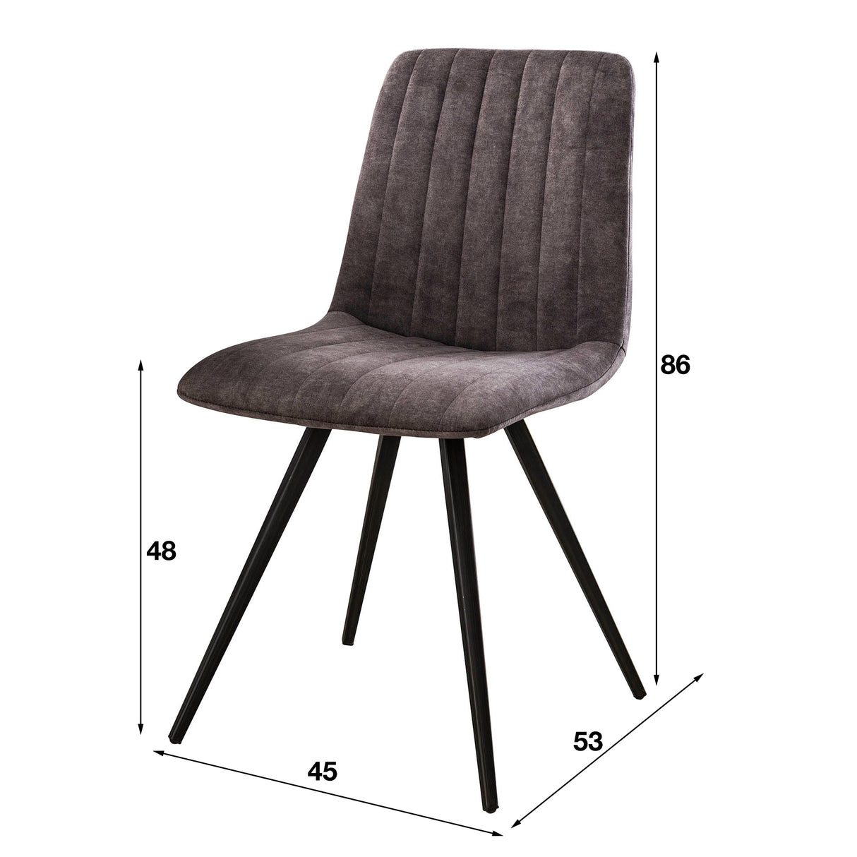 Set van 4 Eetkamerstoelen Sadie Velvet Antraciet - Zonder Armleuningen