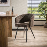 Modern Dining Chair Brown Cargo Tissee Fabric 