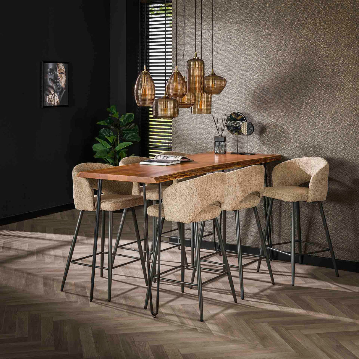 Set of 2 Alba bouclé Sand Bar Stools 