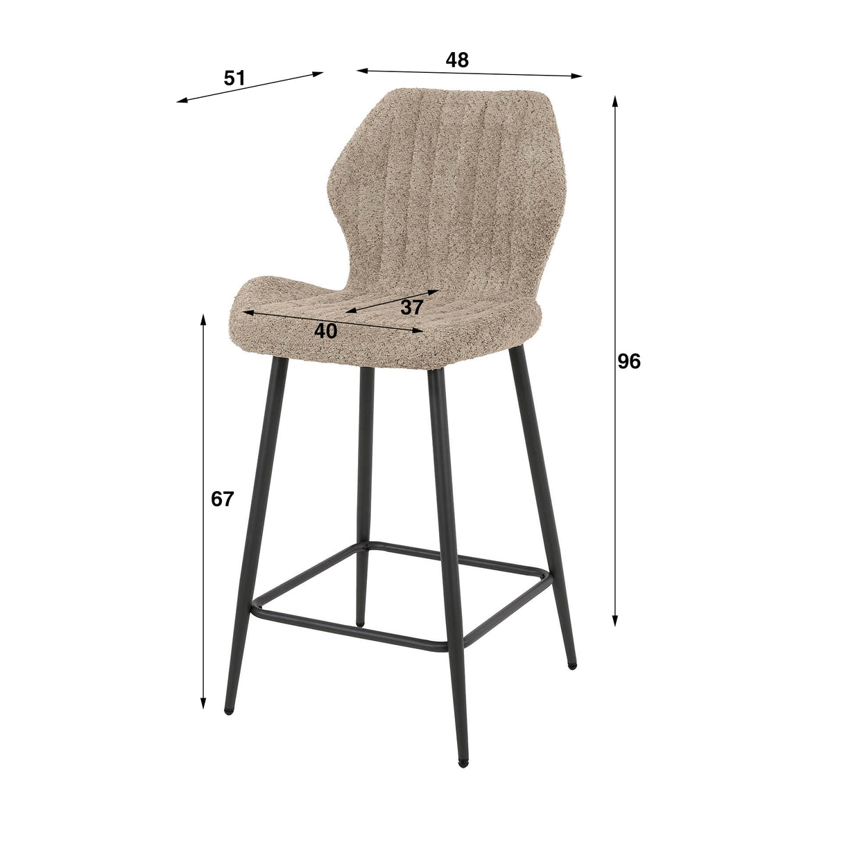 Mira Bouclé Sand Bar Stool 