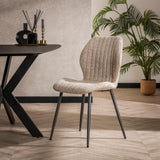 Set of 4 dining chairs Luna Bouclé Sand 