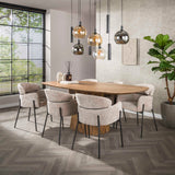 Dining chair Lola Bouclé fabric Sand color with round back and arm 