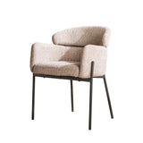 Eetkamerstoelen - Eetkamerstoel Bouclé Beige - Japandi - ronde vormen - Lola - Dimehouse