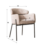 Eetkamerstoelen - Eetkamerstoel Bouclé Beige - Japandi - ronde vormen - Lola - Dimehouse