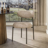 Set of 2 dining room chairs round bouclé sand-brown Aero