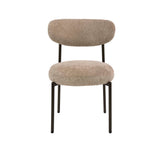 Set of 2 dining room chairs round bouclé sand-brown Aero