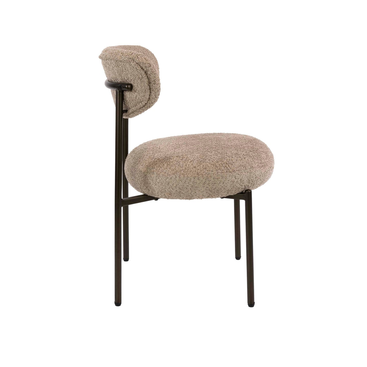 Set of 2 dining room chairs round bouclé sand-brown Aero