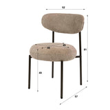 Set of 2 dining room chairs round bouclé sand-brown Aero