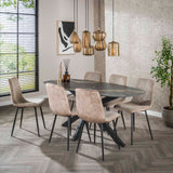 Modern Rib Fabric Dining Chair Sand Color Rock Lento 