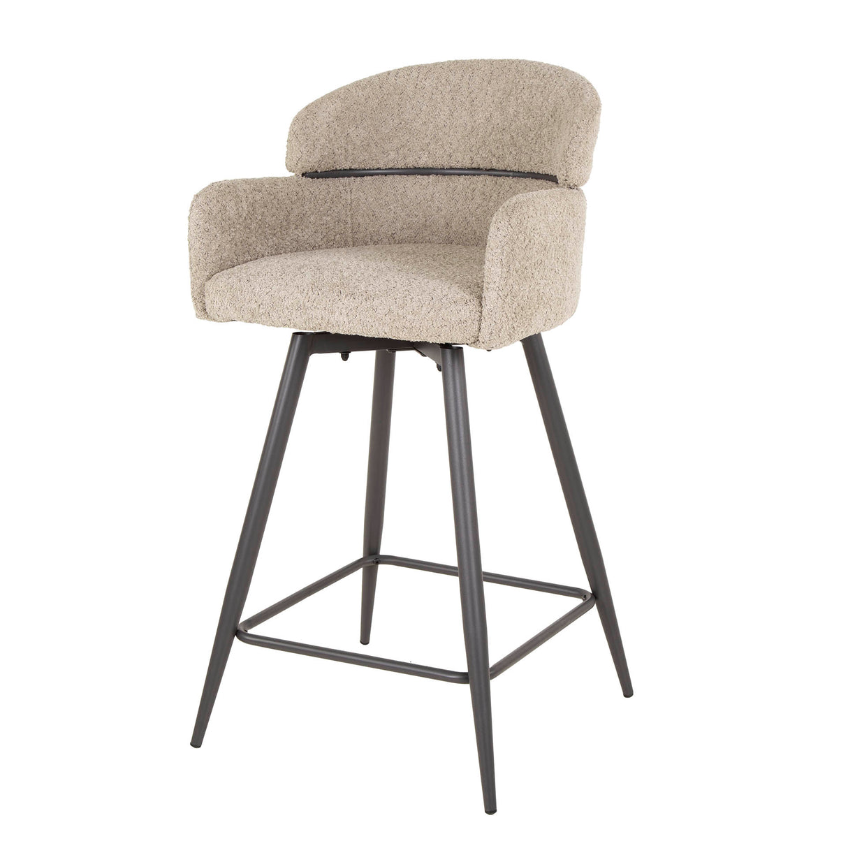 Sienna Bouclé Bar Stools Sand Round Rug Rotatable 