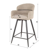 Set of 2 Swivel Bar Stools Beige Bouclé Fabric Lola - Seat Height 68 cm - With Armrests