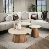 Trio Ø80 Coffee Table Set Ceramic Travertine 