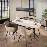 Dining Table Vesta Danish Oval Ceramic Travertine Look 180 cm 