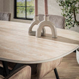 Dining Table Vesta Danish Oval Ceramic Travertine Look 180 cm 