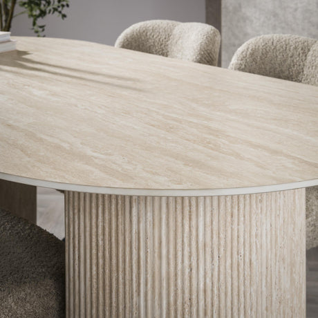 Oval dining table Jimi 180x90 cm travertine beige