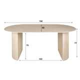 Eettafel Jimi 180x90 cm travertin beige