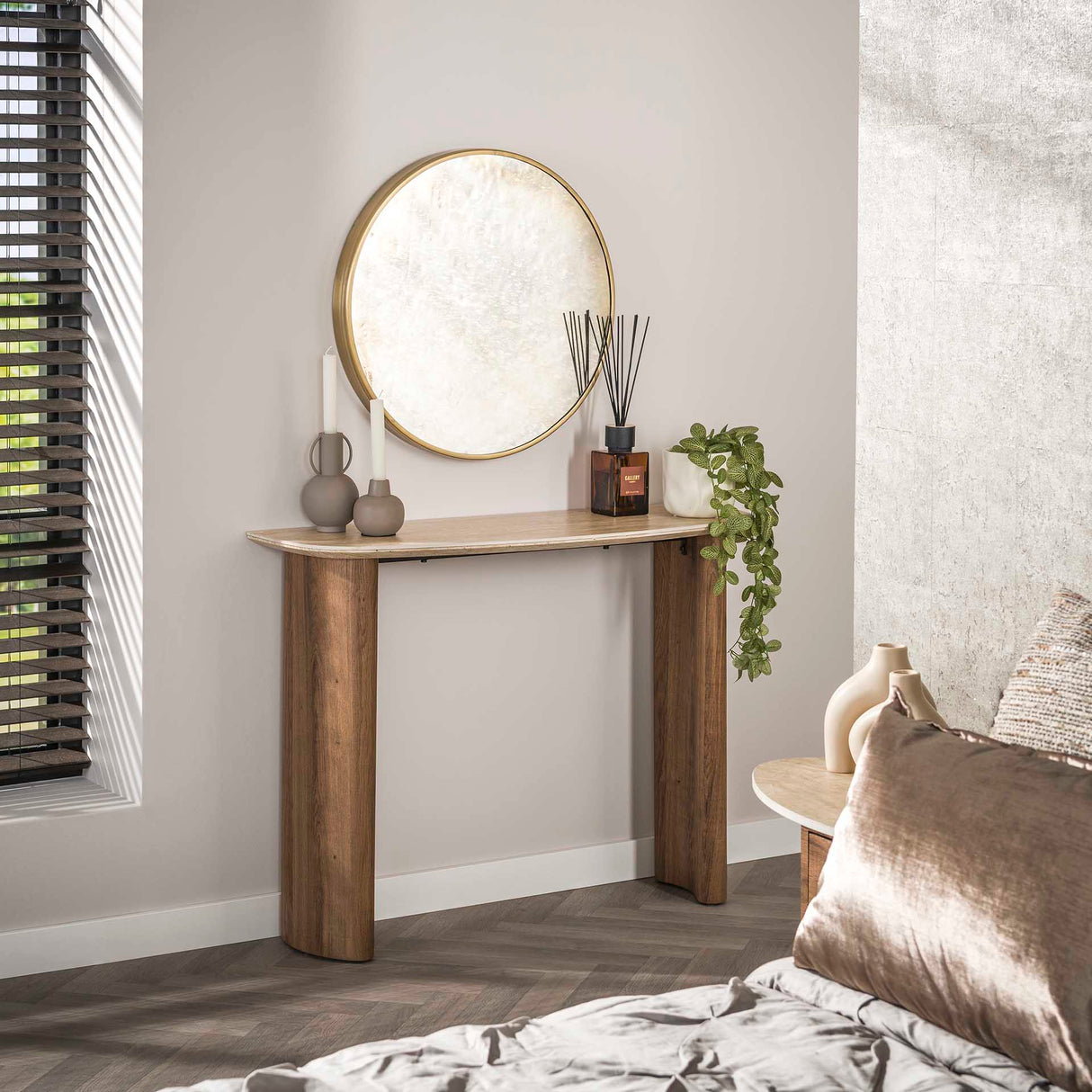 Monza Curved Cabinet Ceramic Travertine 100 cm 