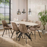 Aureo Oval Dining Table 180 cm Travertine Ceramic 