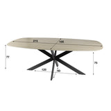 Valente Oval 215 Travertine 3D Ceramic Dining Table 
