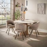 Round dining table Jimi Ø120 cm beige travertine ceramic