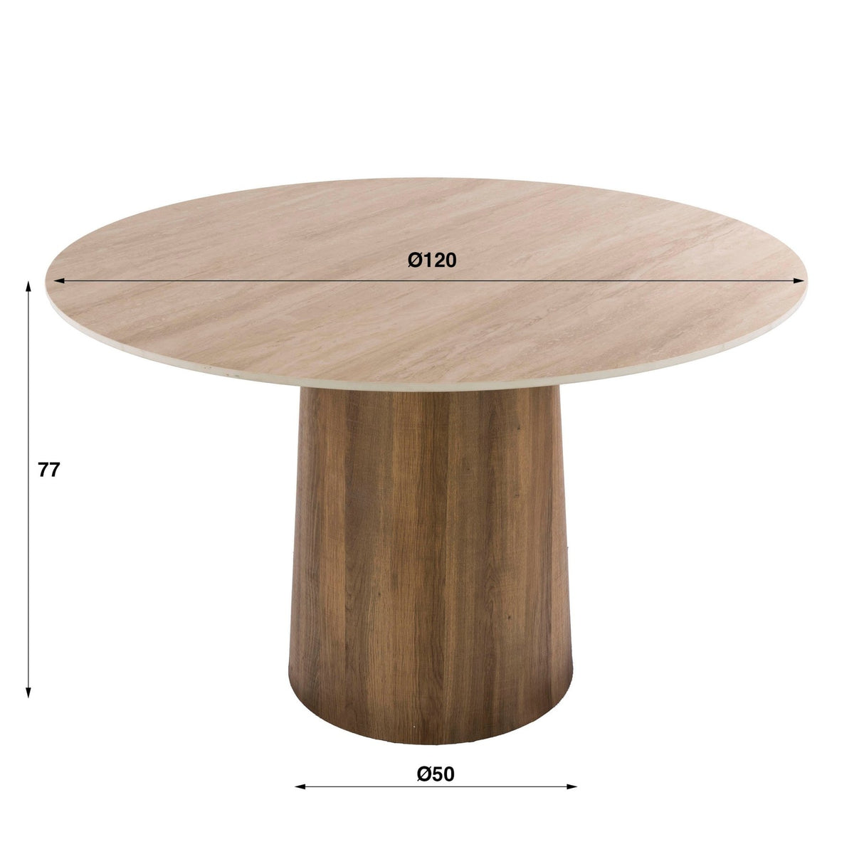 Round dining table Jimi Ø120 cm beige travertine ceramic