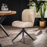 Swivel Dining Chair Sand Bouclé Lirio Swiveling 