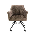 Set of 2 Dining Chairs Richmond Taupe Fabric With Wheels 