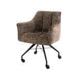 Set of 2 Dining Chairs Richmond Taupe Fabric With Wheels 