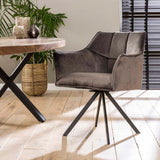 Dining chair Lino Velvet Anthracite Swivel 