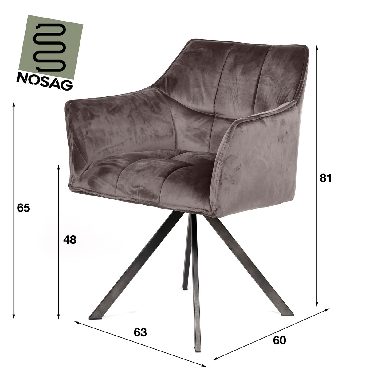 Dining chair Lino Velvet Anthracite Swivel 