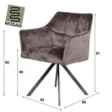 Dining chair Lino Velvet Anthracite Swivel 